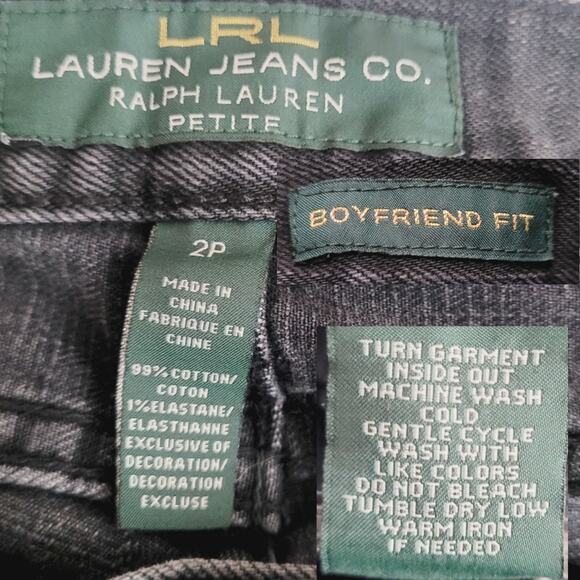 LRL Lauren Jeans Co Boyfriend Fit Black Jeans Size 2P Petite - Picture 4 of 8